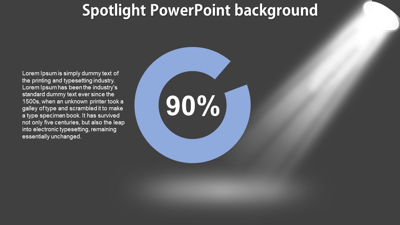 Grey background with a blue progress style circle, emphasizing the percentage under a focused spotlight effect.