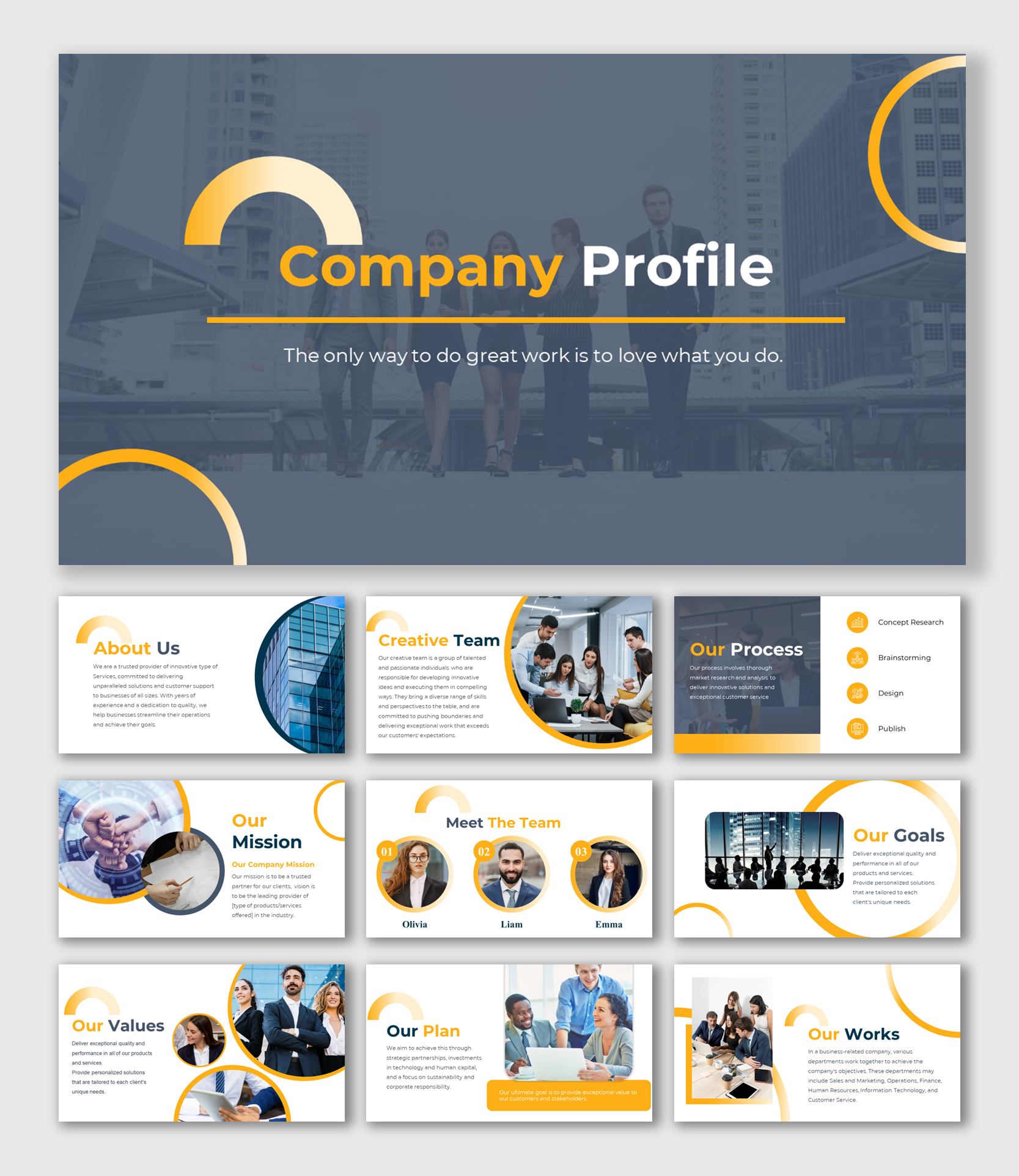 Professional Looking Company Profile PPT Template Slide