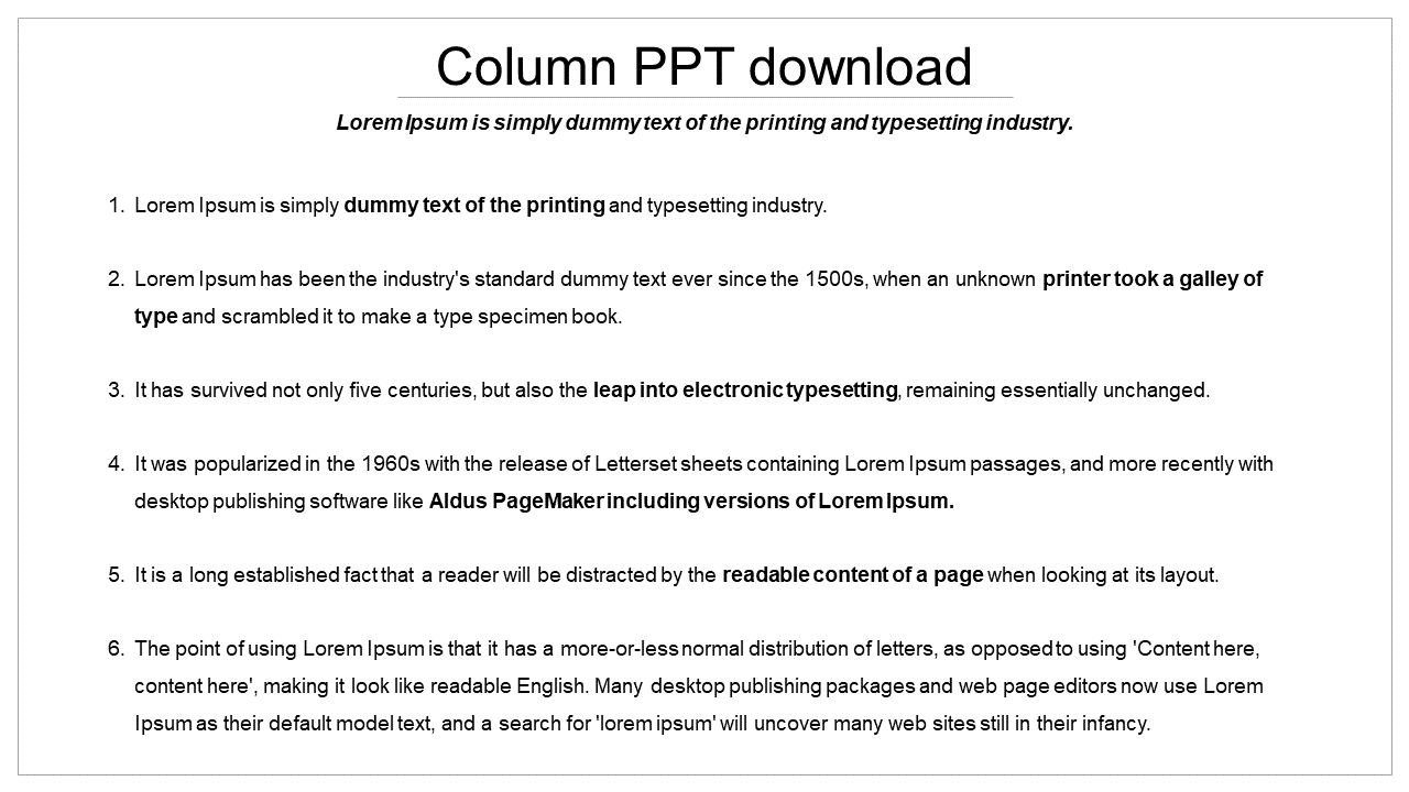 Magnetic Numeric Model PowerPoint Column PPT Download