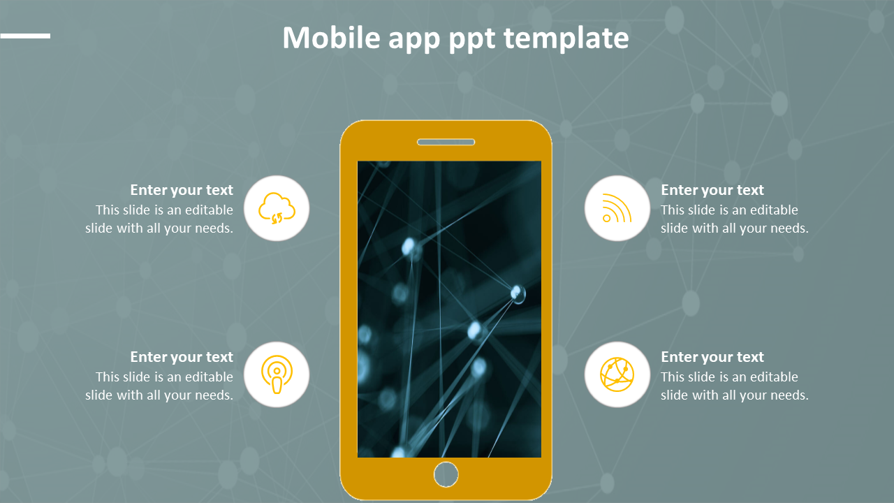 Get Mobile App PPT Template Slide Design-Four Node