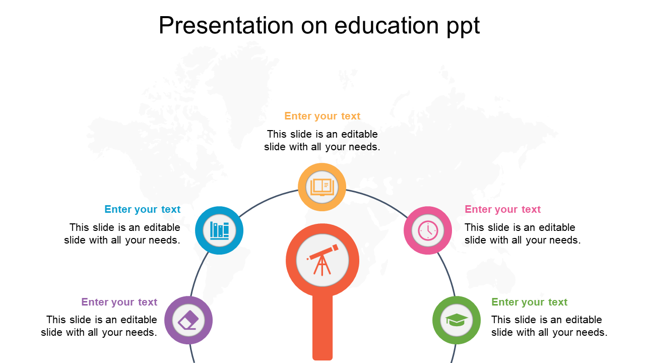 Editable Presentation On Education PPT Template-Five Node