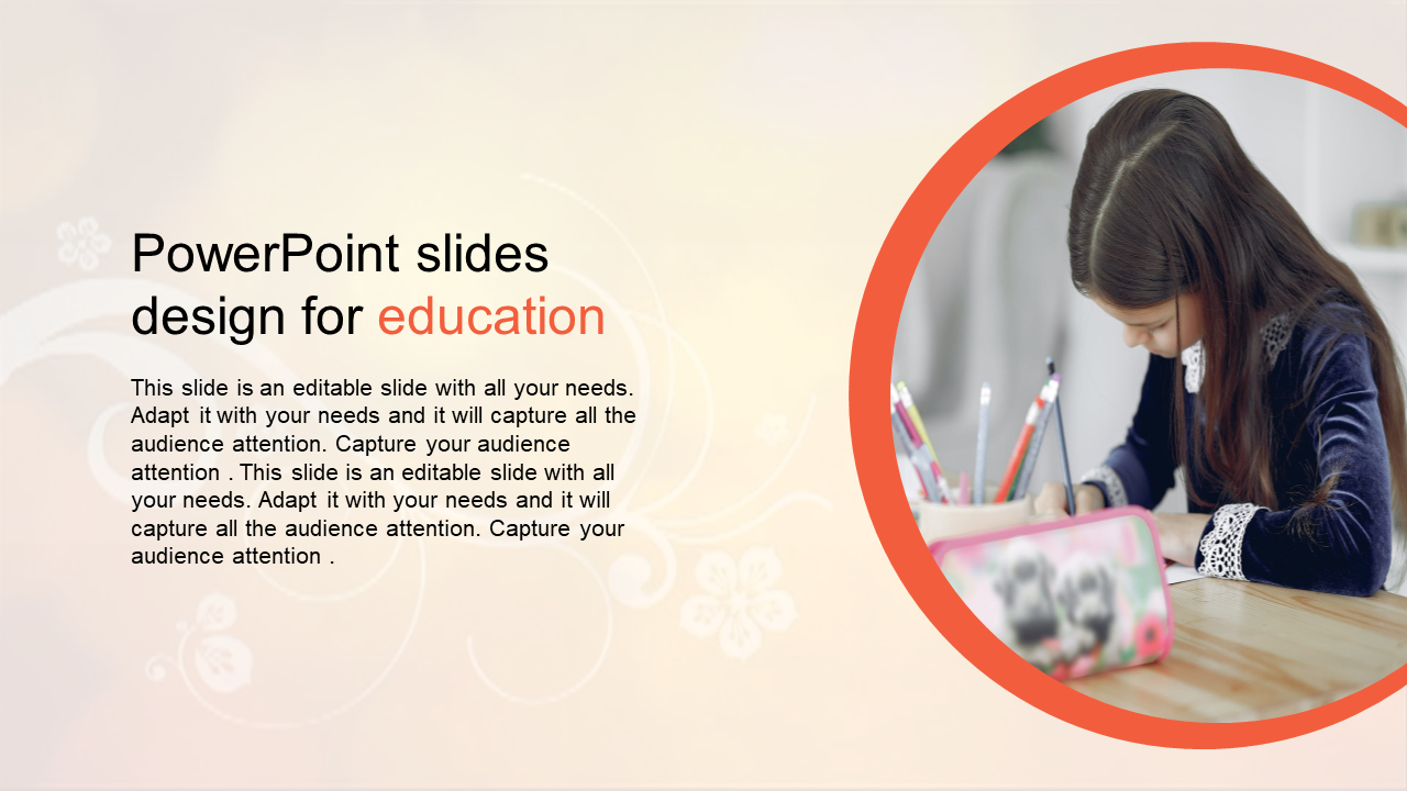 PowerPoint slides design for education semi circle model