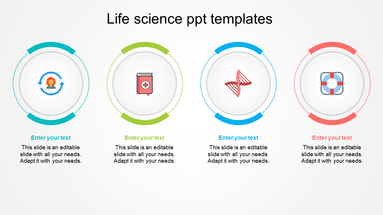 Best Life Science PPT Templates Slide With Four Node