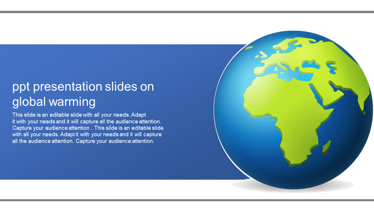 3D globe showing green landmasses on a blue background with white text space on the left.