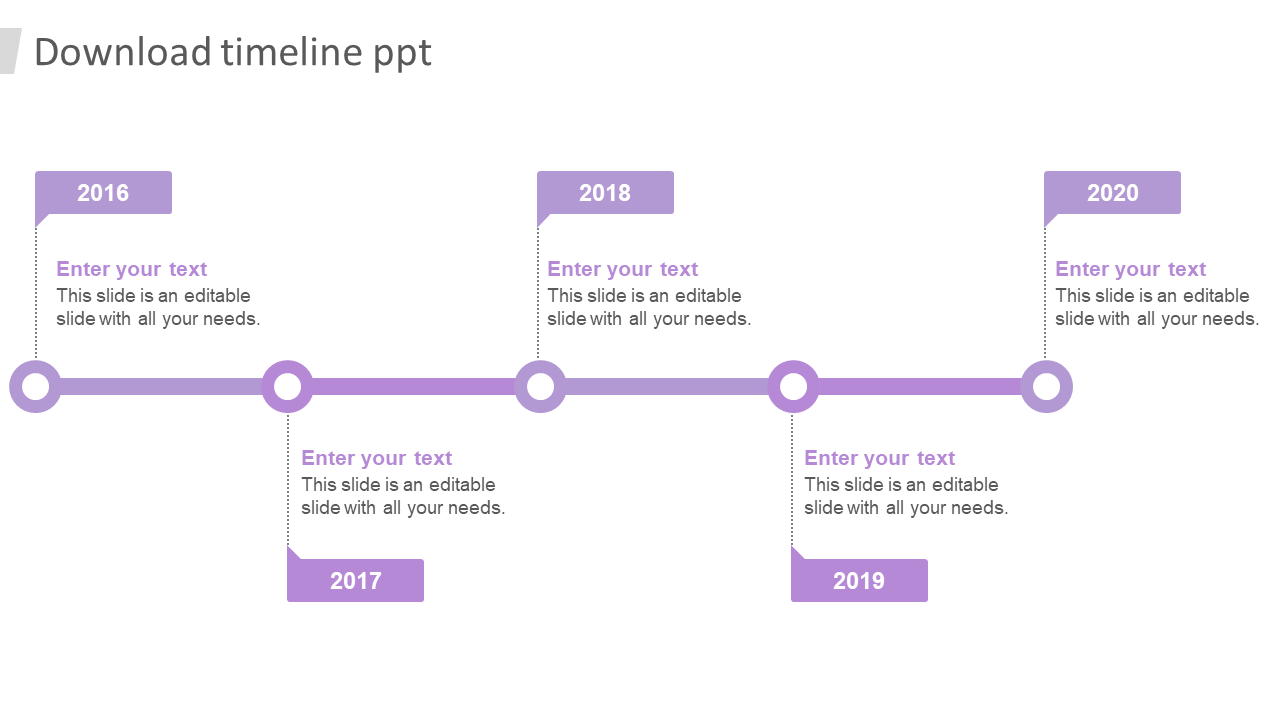 Best Download Timeline PPT In Purple Color Model Slide