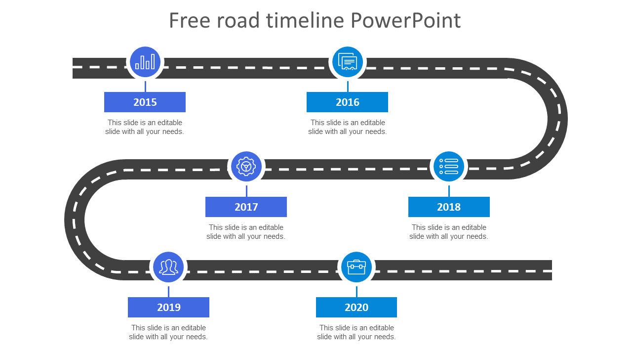 Editable Free Road Timeline PowerPoint Presentation