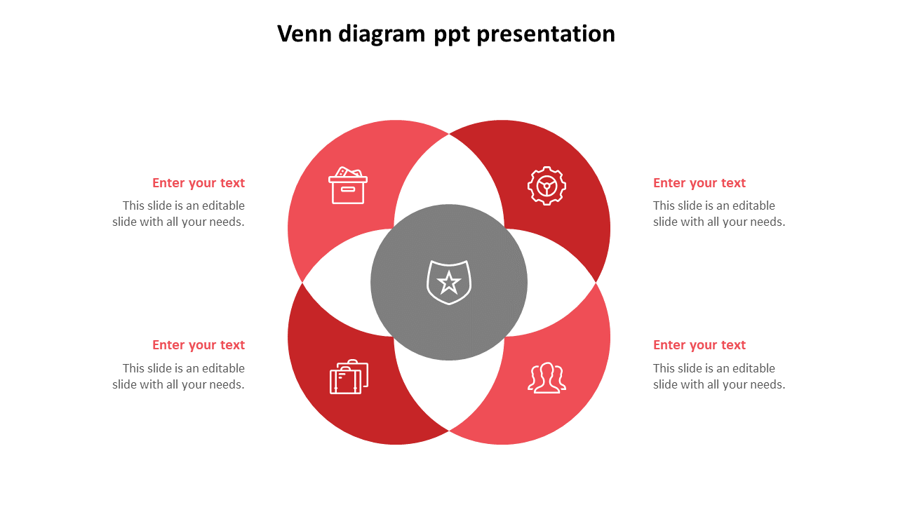 Amazing Venn Diagram PPT Presentation With Four Nodes