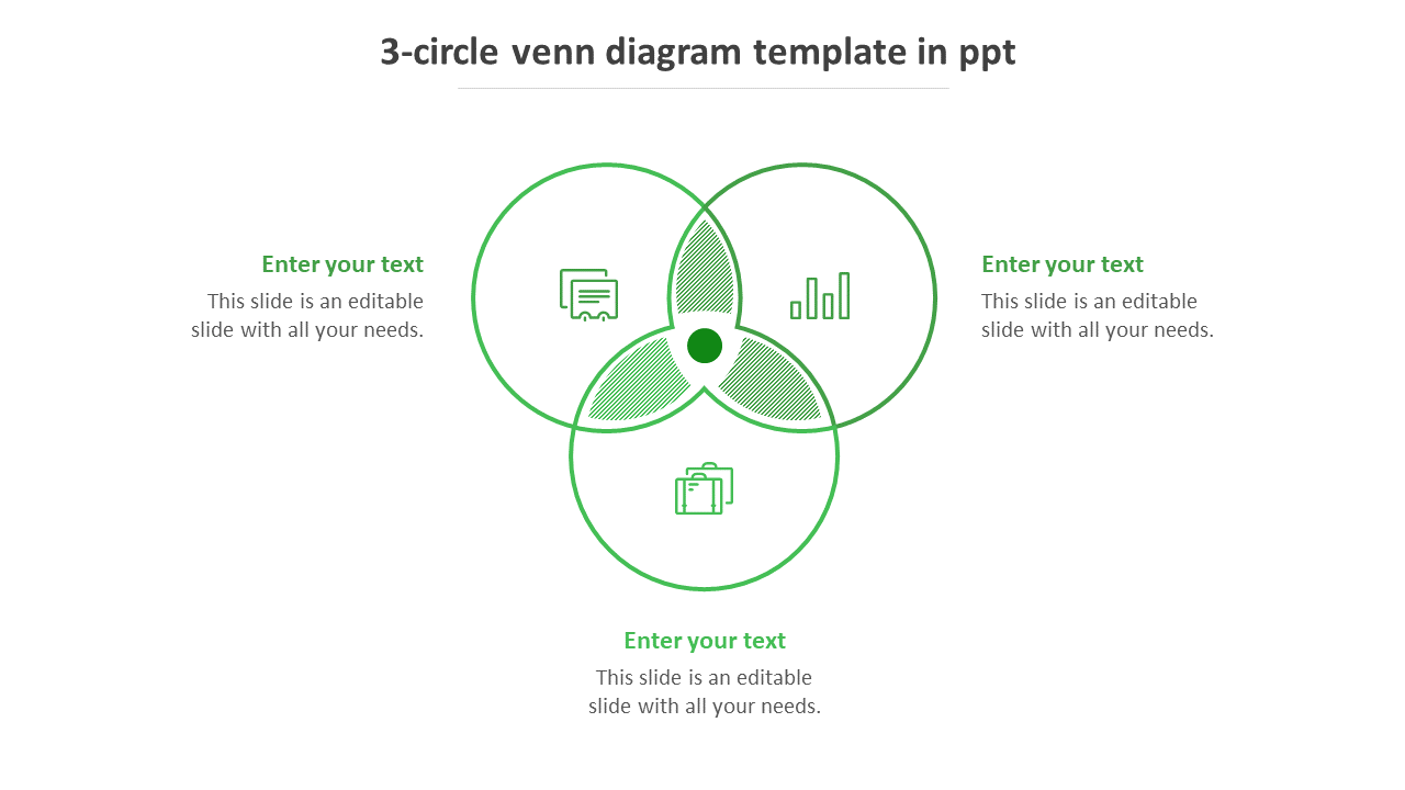 3-Circle Venn Diagram Template In PPT Model