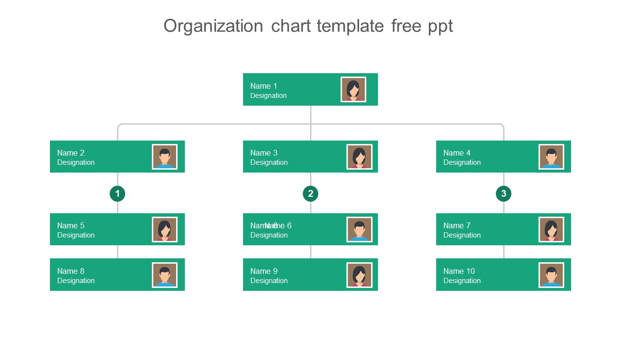 Creative Organization Chart Template Free PPT-Ten Node