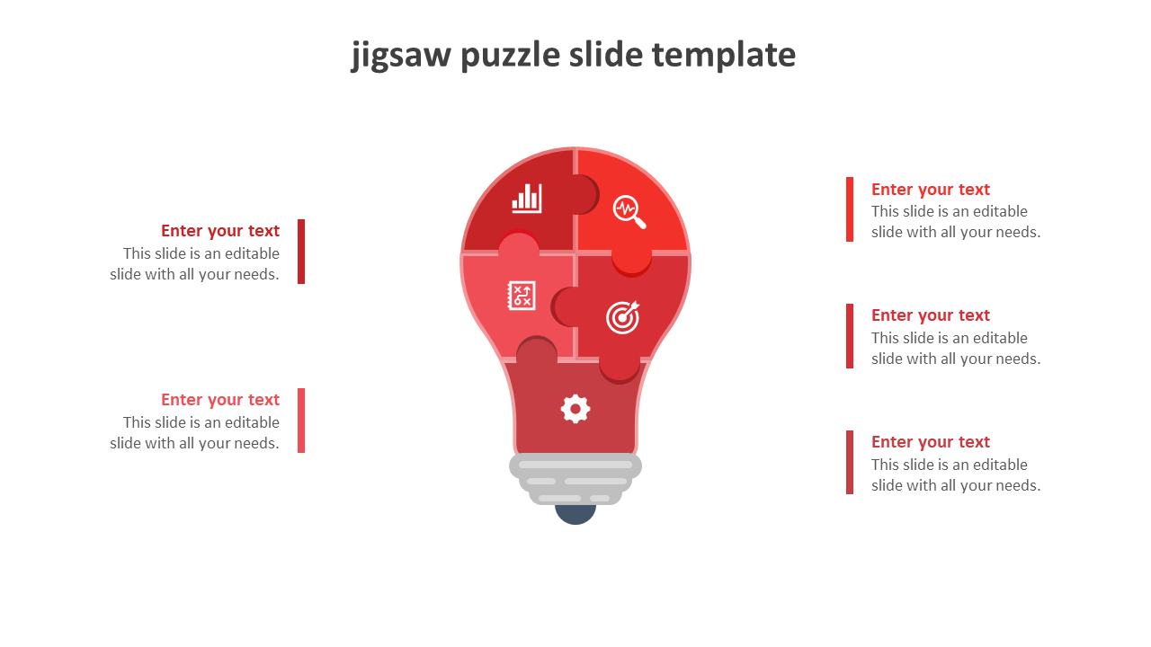 Innovative Jigsaw Puzzle Slide Template With Bulb Model