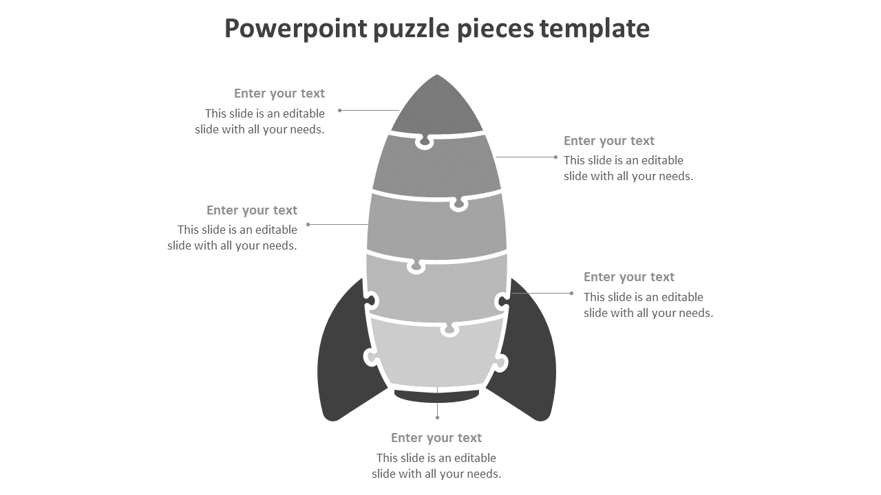 PowerPoint Puzzle Pieces Template Presentations 5-Node