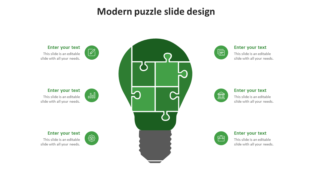 Modern Puzzle Slide Design In Bulb Model