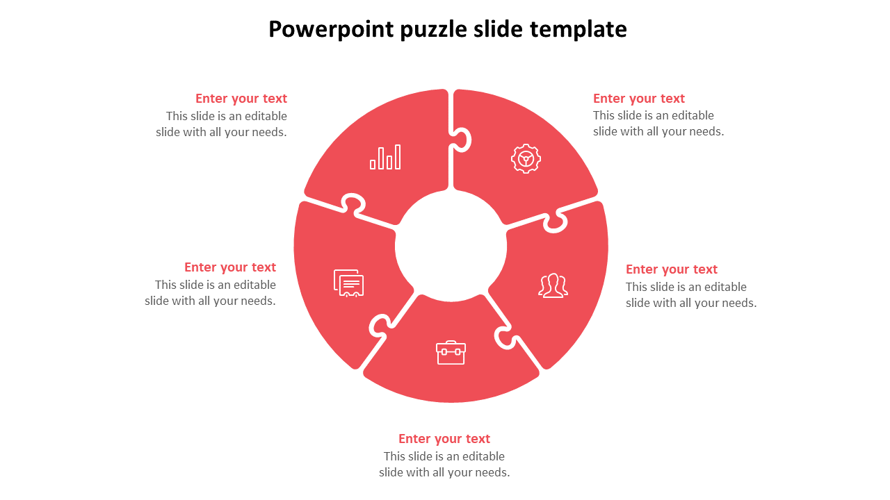 Add PowerPoint Puzzle Slide Template Designs 5-Node