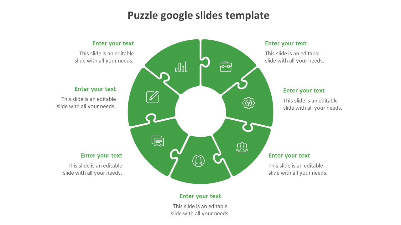 Free 7 Pieces Circle Puzzle PowerPoint Template & Google Slides