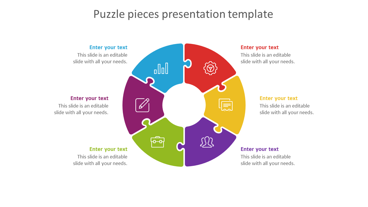 Attractive Puzzle Pieces Presentation Template Slide Design