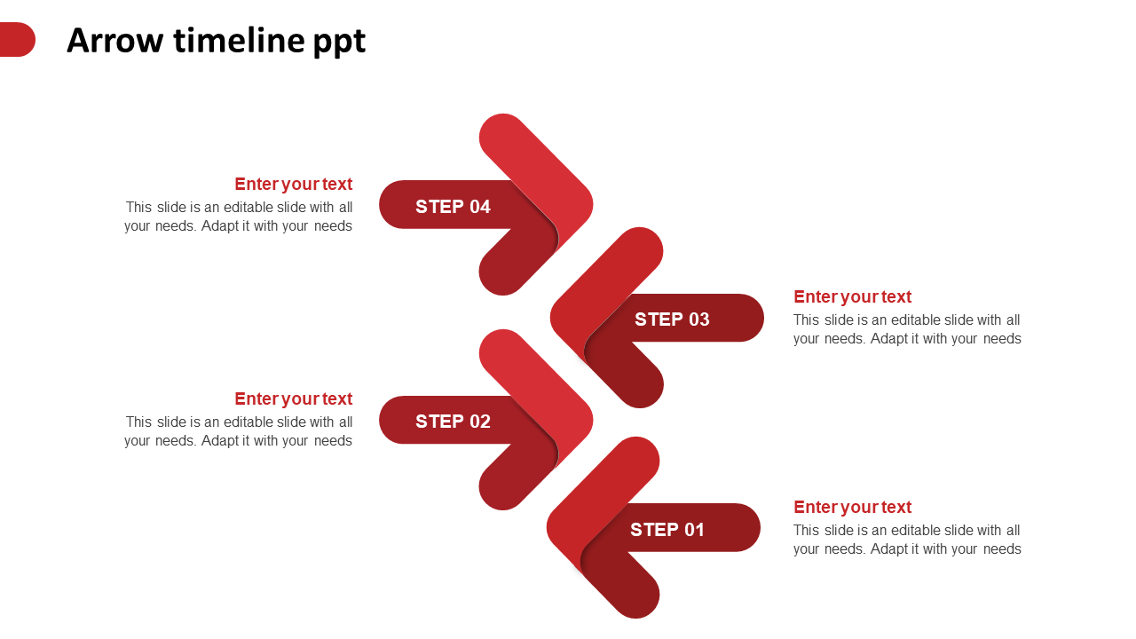 Effective Arrow Timeline PPT With Four Nodes Slide Model