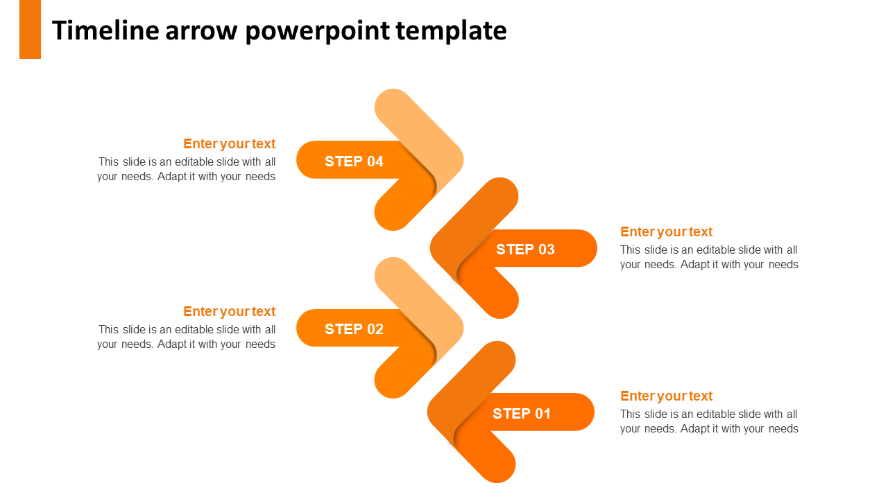 Attractive Timeline Arrow PowerPoint Template Design