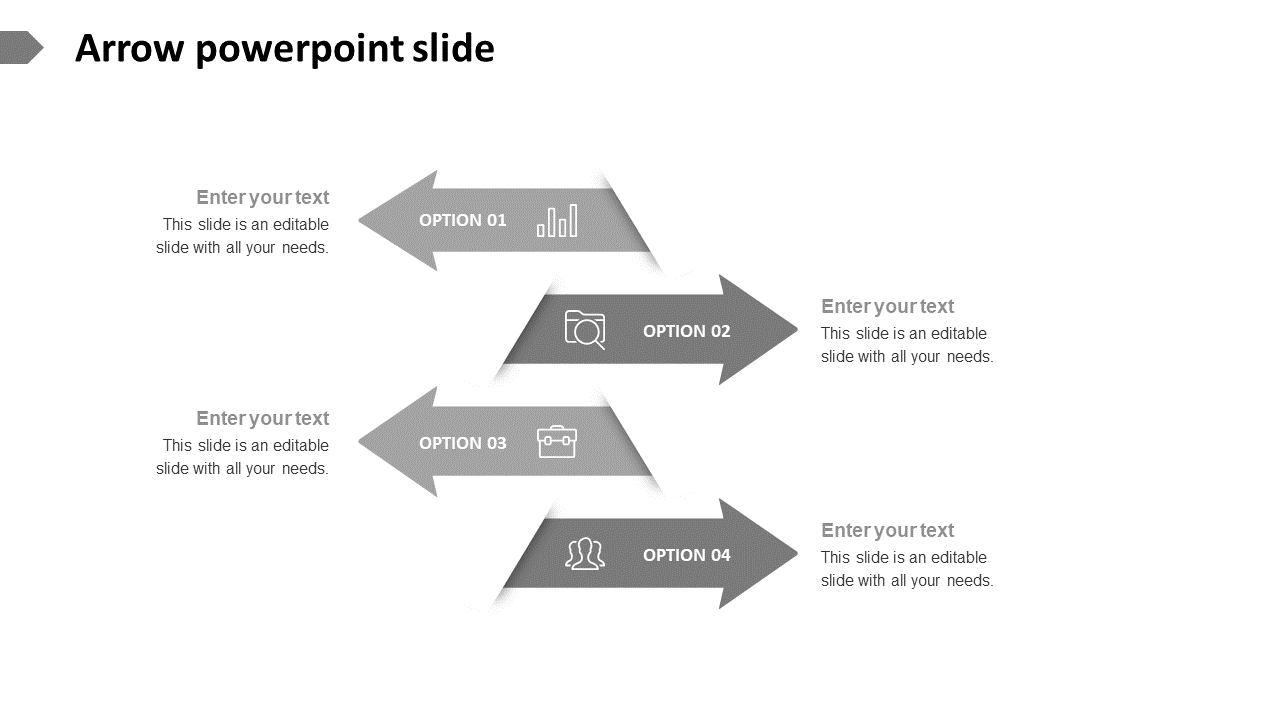 Best Arrow PowerPoint Slide In Grey Color Model Template