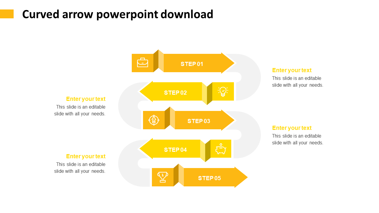 Enrich the Best Curved Arrow PowerPoint Download Slides