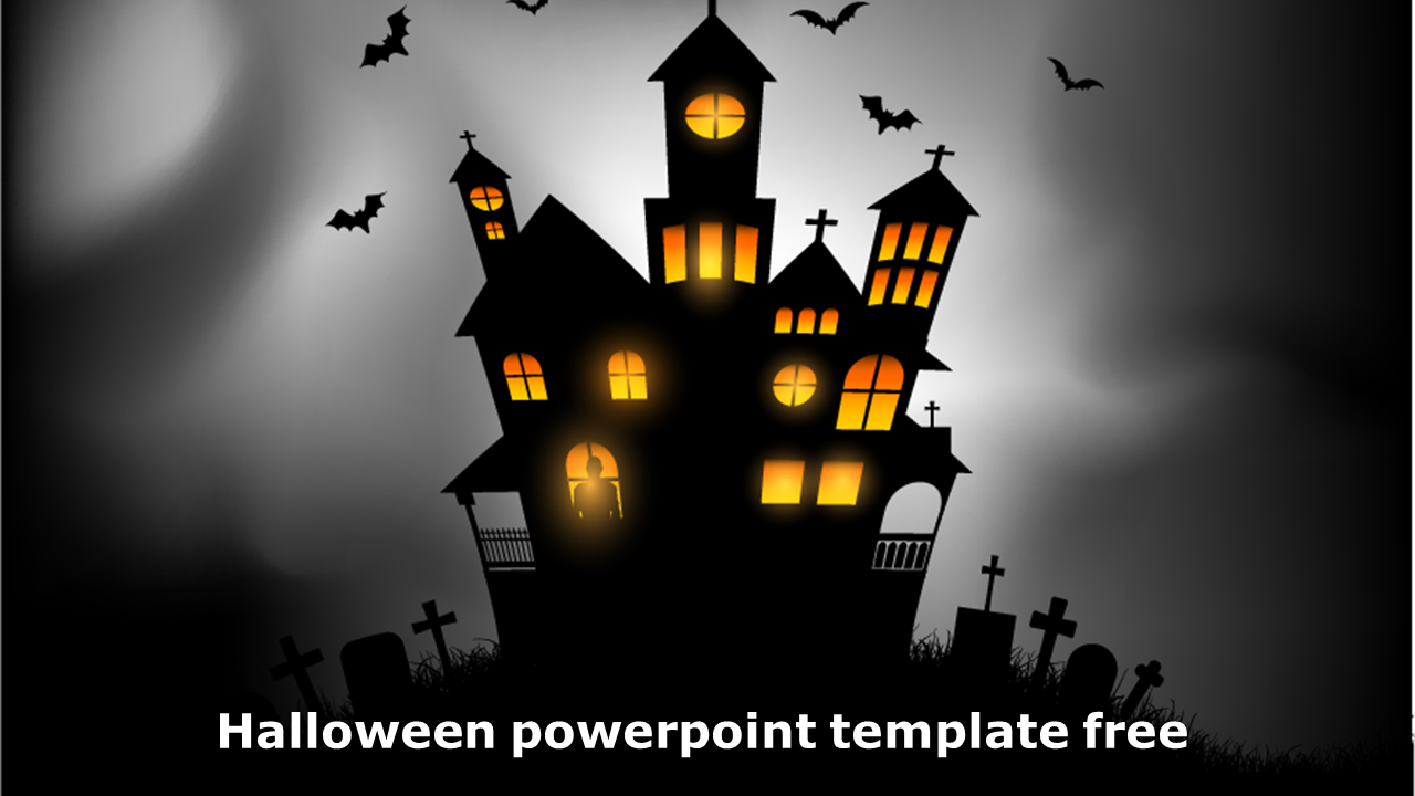 Halloween Theme PowerPoint Slide With Abandoned House