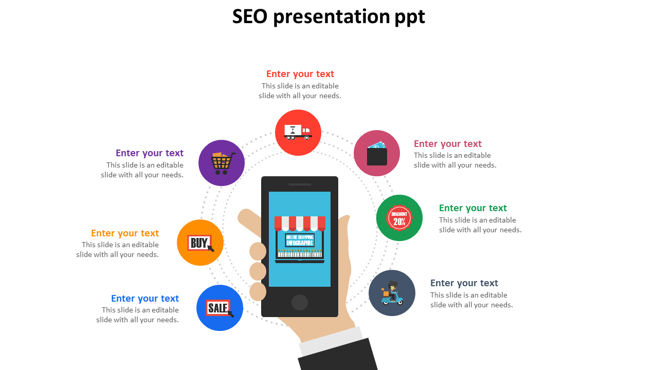 Multicolor SEO Presentation PPT Slide Template Designs