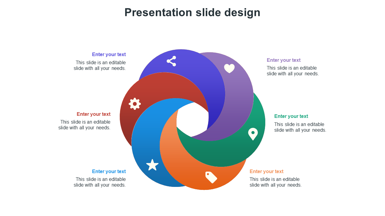 Pleasant Six Noded Presentation Slide Design Template