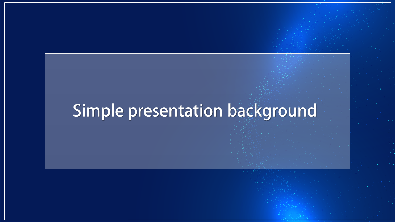 Blue gradient background with a rectangular space for text, accented by soft glowing particles on the right.