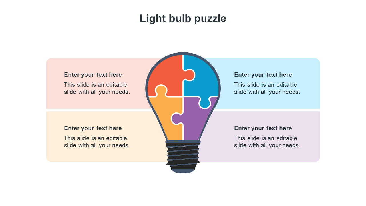 Amazing Predesigned Light Bulb Puzzle PowerPoint Design