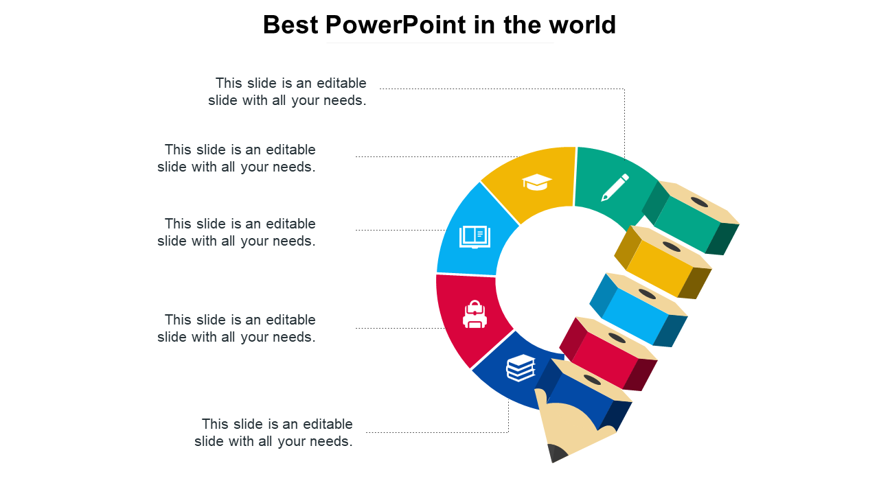 Best slide with a colorful circular flow chart showcasing multiple steps, each represented by icons with captions.