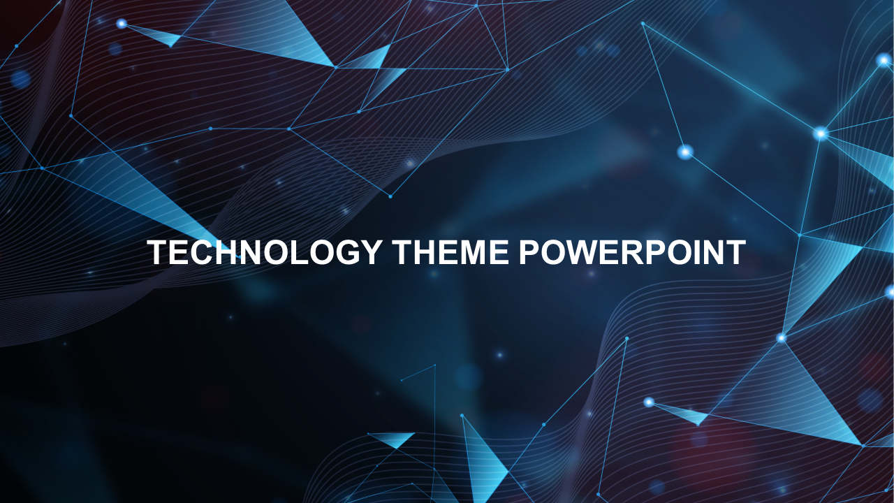 Abstract tech-themed slide with dynamic geometric shapes and a dark background including title text area.