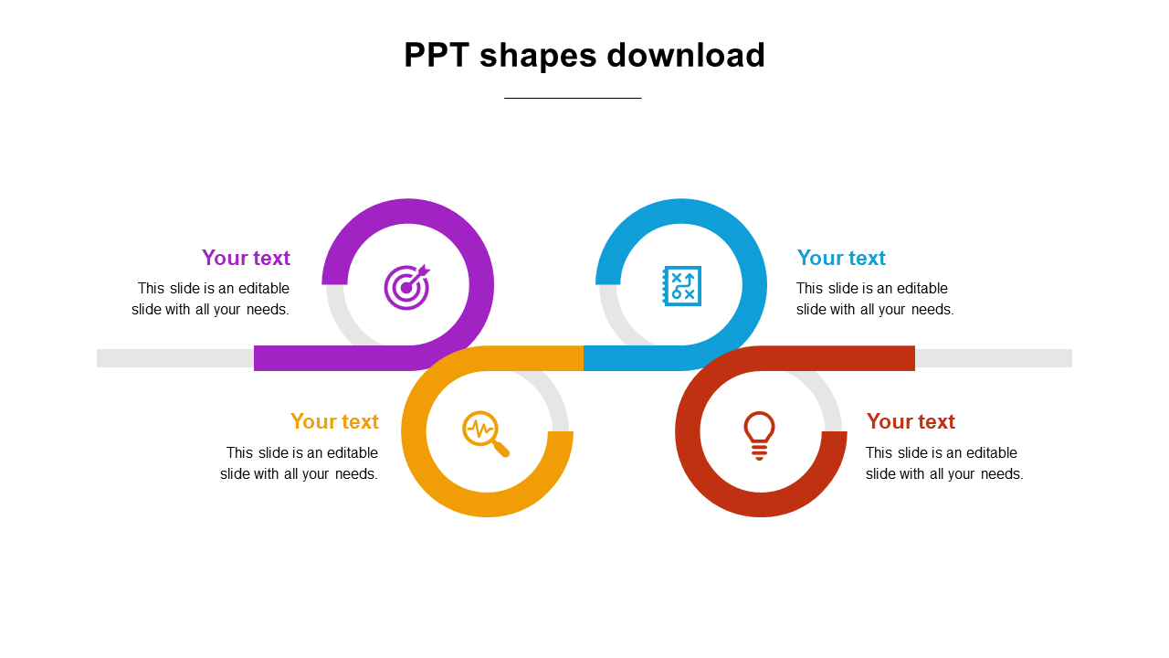 A modern diagram with linked loops representing different concepts, each containing a distinct icon and caption areas.