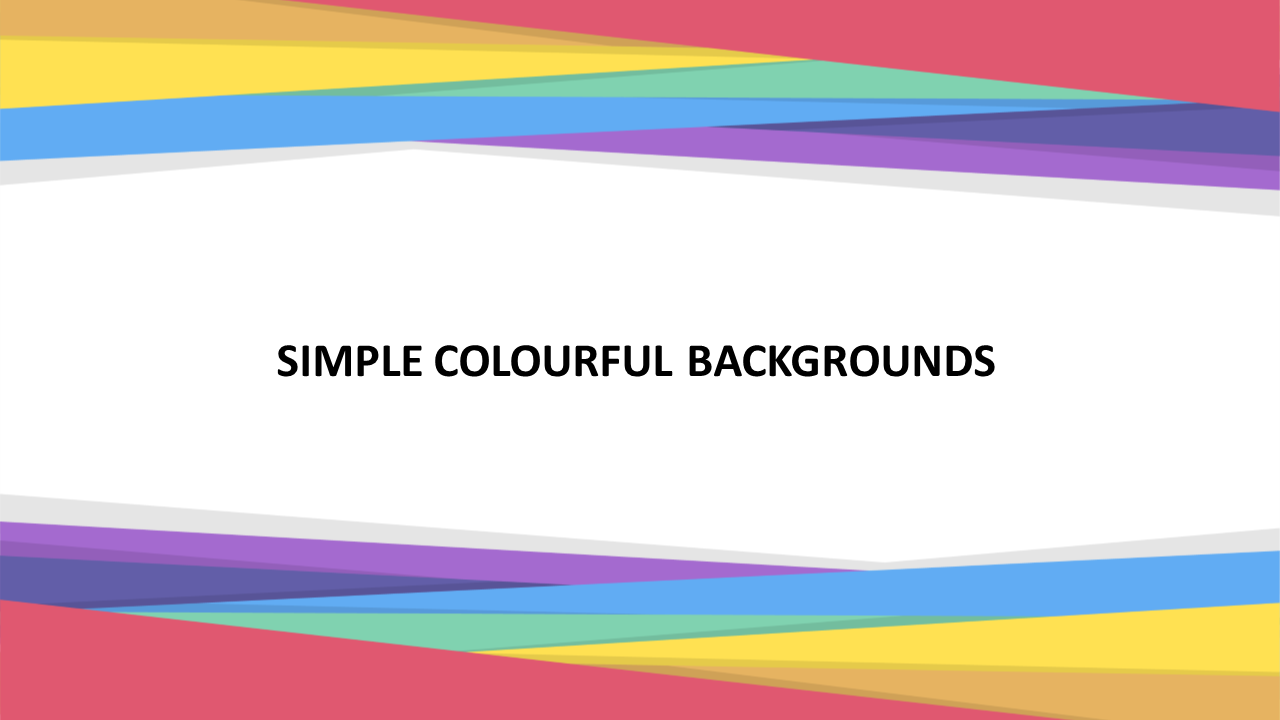 Simple background with a white center framed by colorful overlapping shapes in red, yellow, blue, green, and purple.