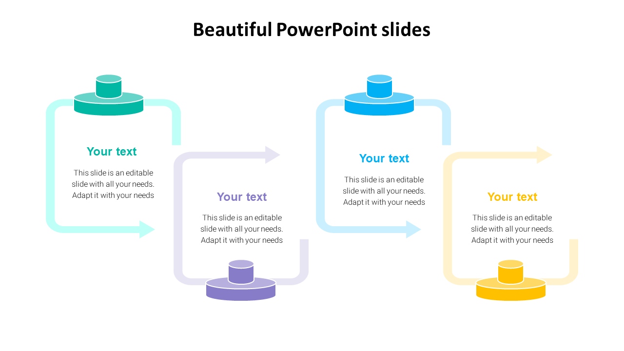 A stylish PowerPoint template with four colorful circular arrows and text sections for your custom content.