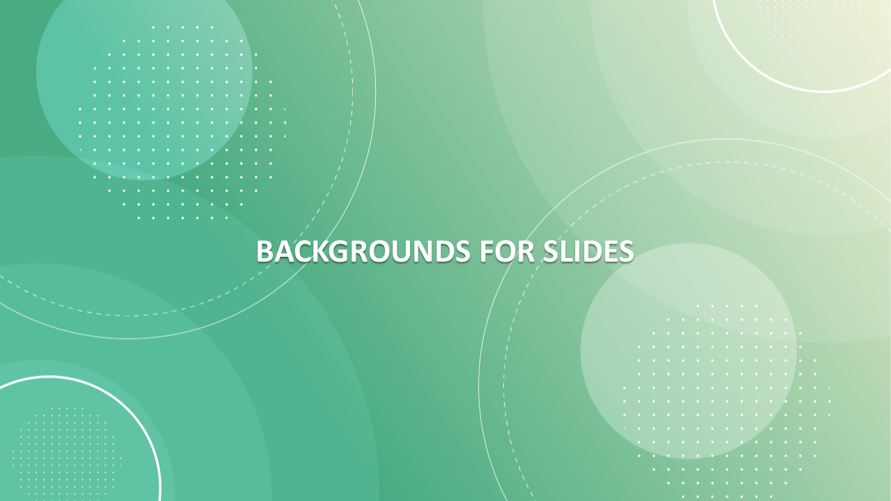 Abstract green themed background slide with subtle geometric shapes and dotted textures, featuring white bold title.