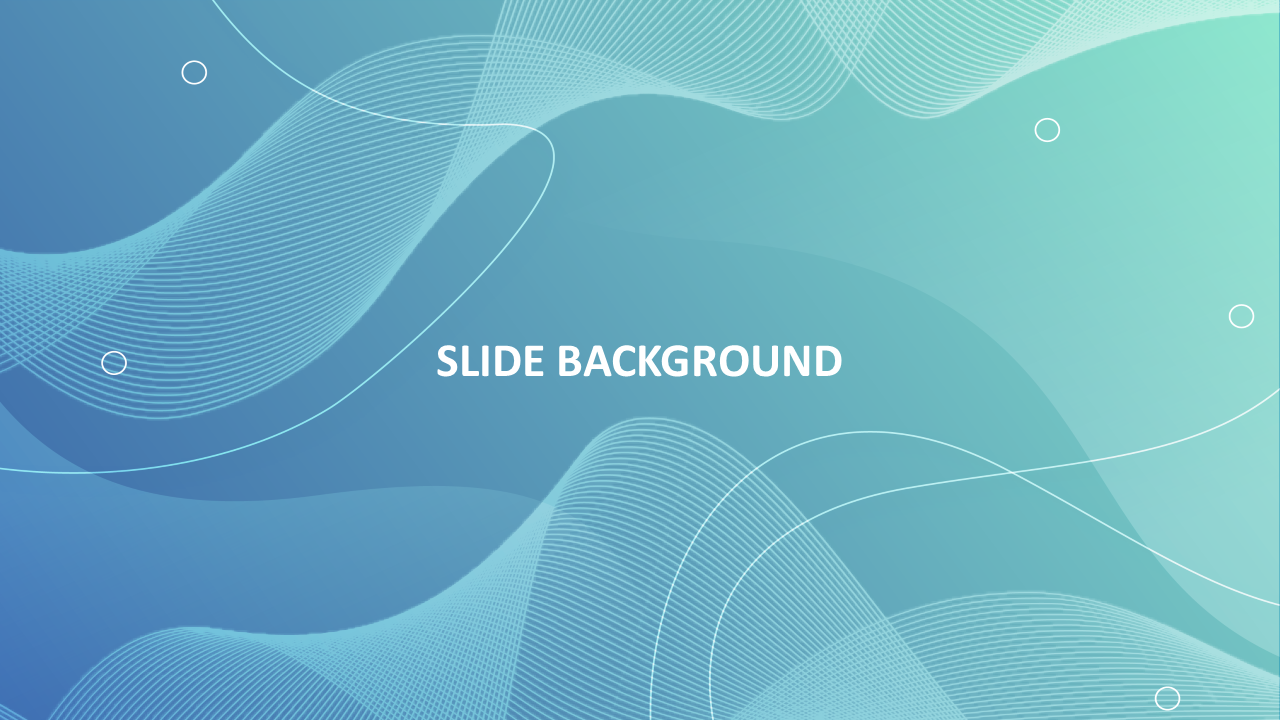 Abstract light blue wave background PPT slide design with circular elements and a smooth gradient.