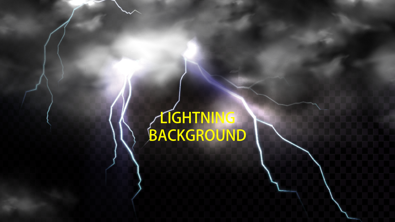 Dark stormy background slide with bold lightning bolts illuminating the clouds.