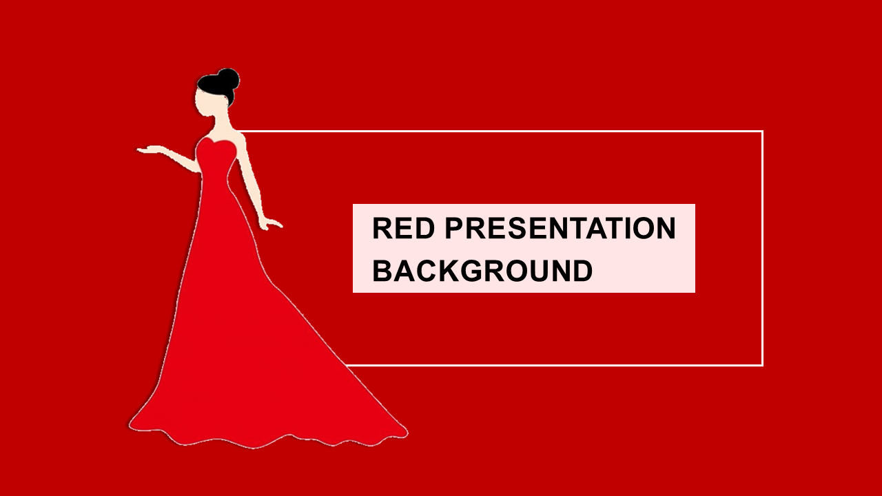 Red presentation background slide with a silhouette of a woman in a flowing red gown and space for text.