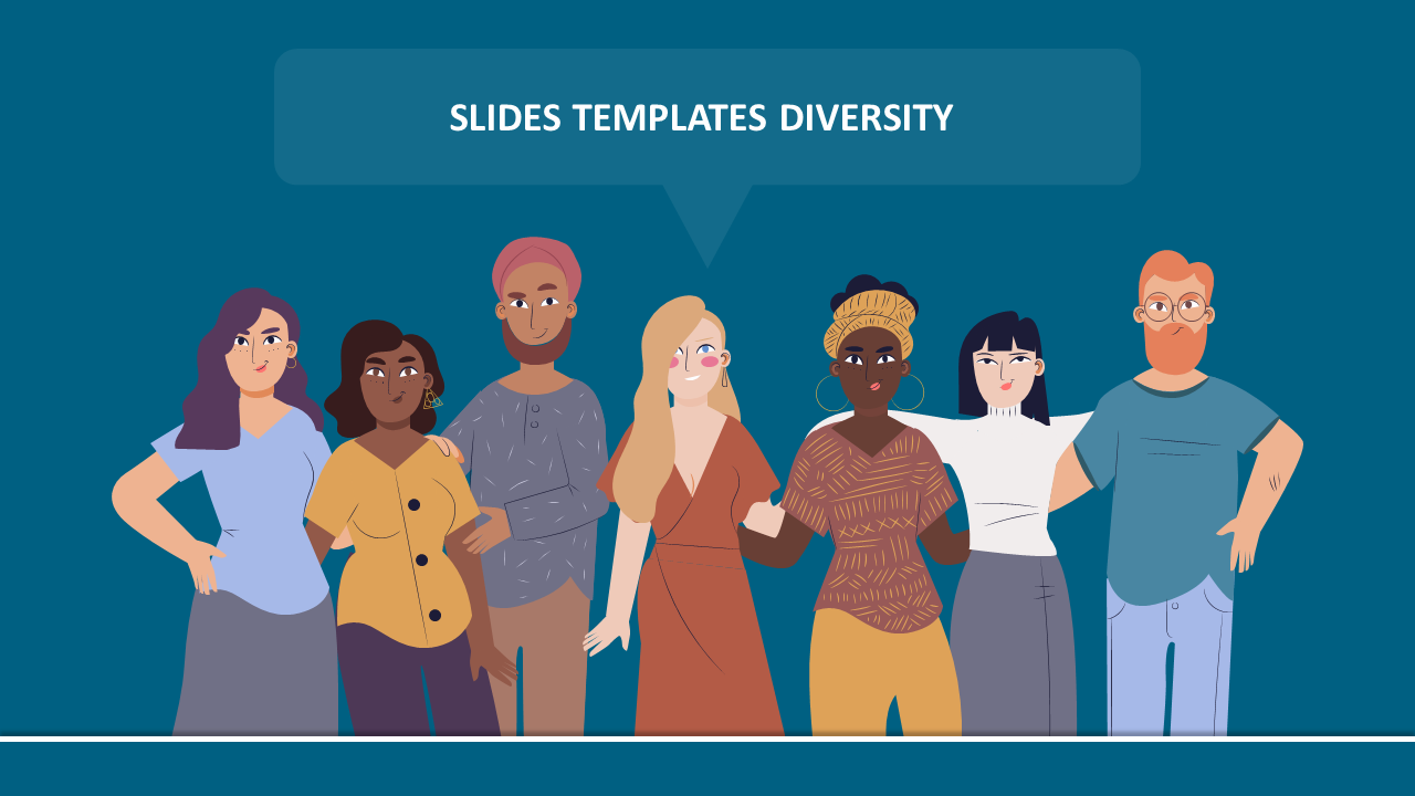 Colorful illustration of people of different backgrounds standing arm-in-arm, symbolizing diversity.