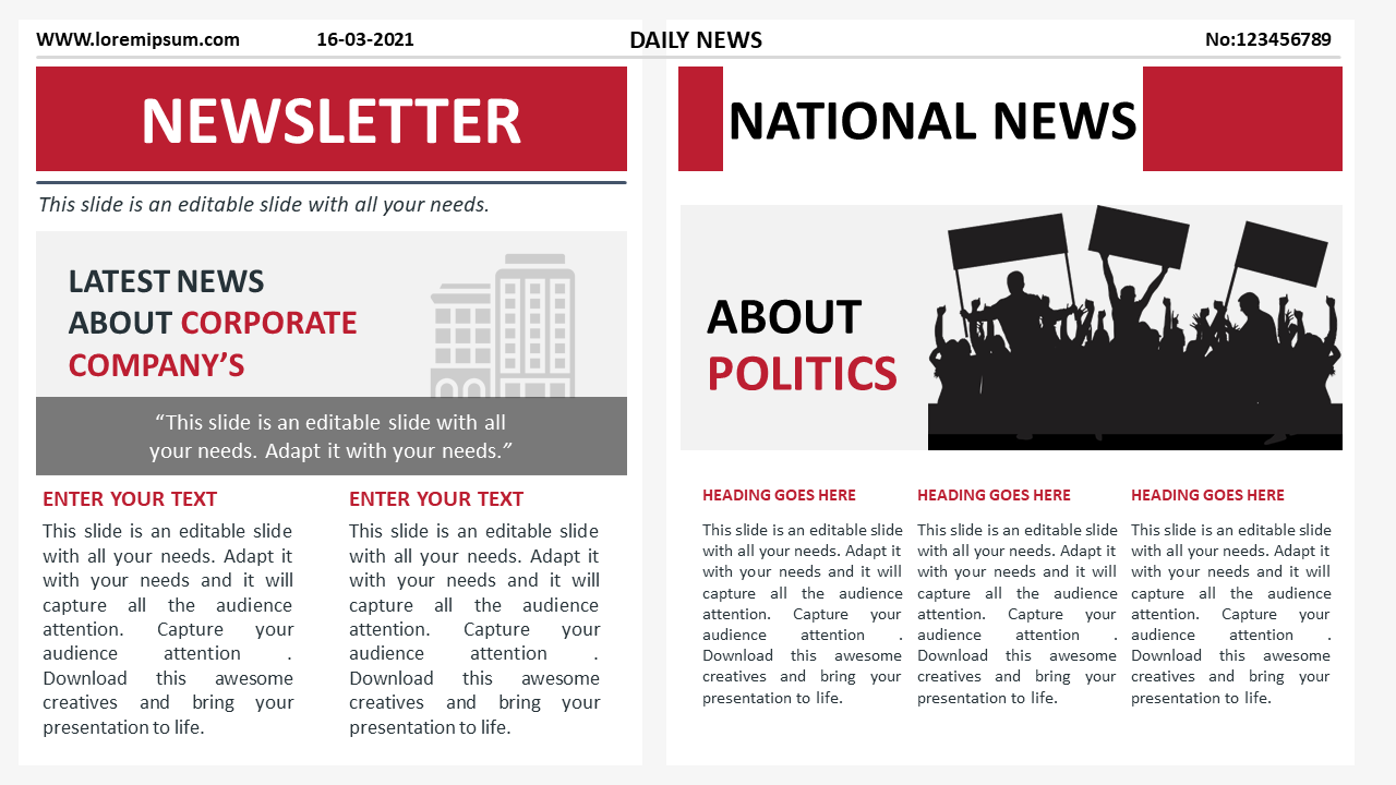 Spectacular Newsletter PPT Presentation Slides Design