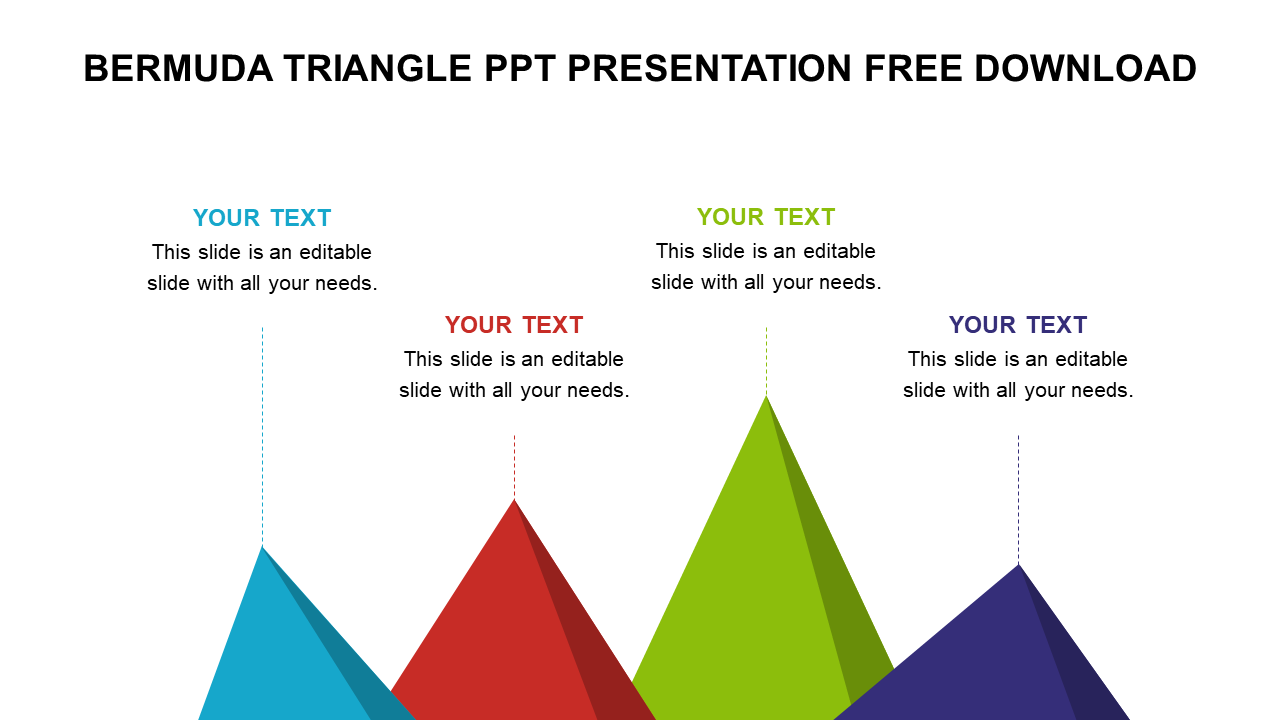 Bermuda triangle slide featuring colorful triangle shapes with text areas.