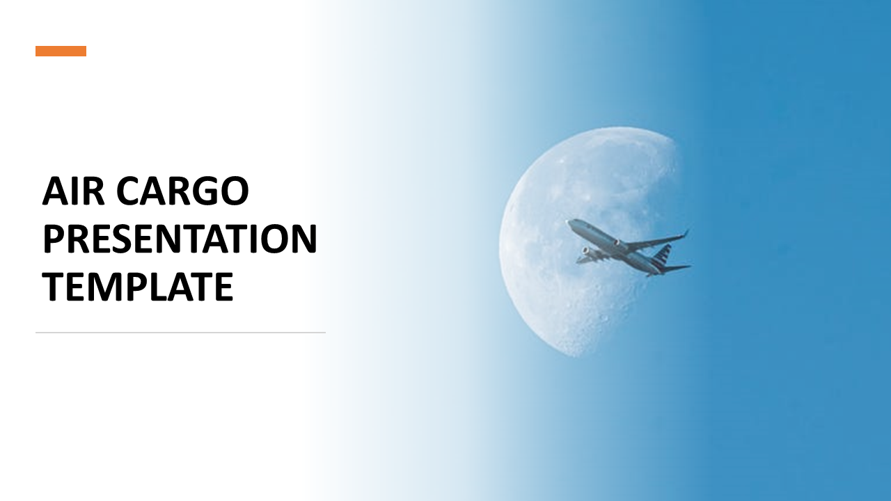 Air cargo slide featuring an airplane flying against a blue sky and a large moon backdrop.