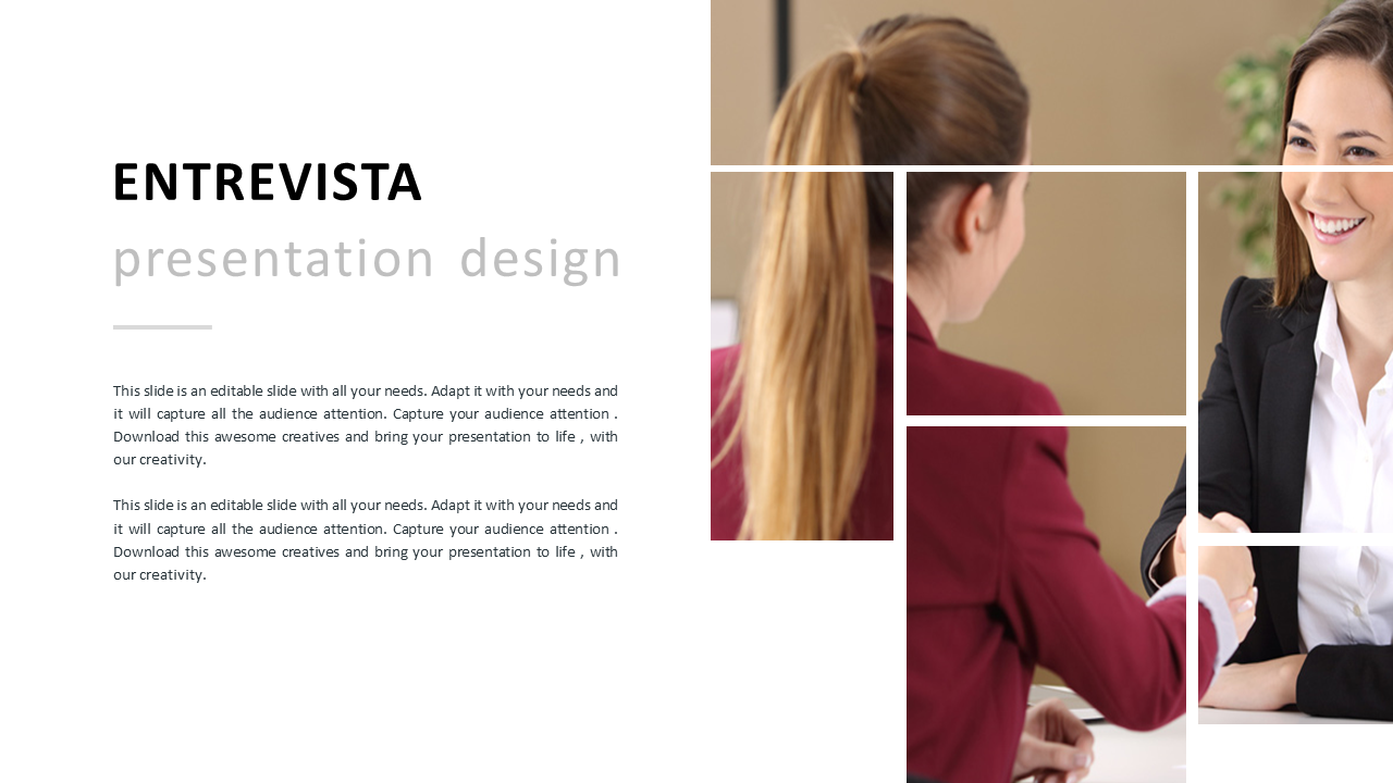 Get enchanting & elegant Entrevista Presentation Design