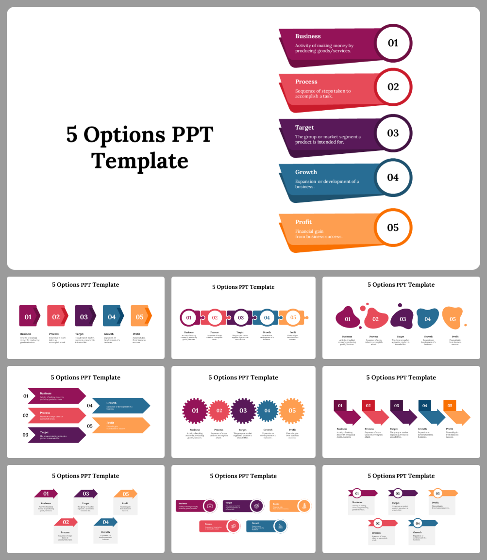 Free 5 Creative Options PowerPoint Presentation Template - Google Slides