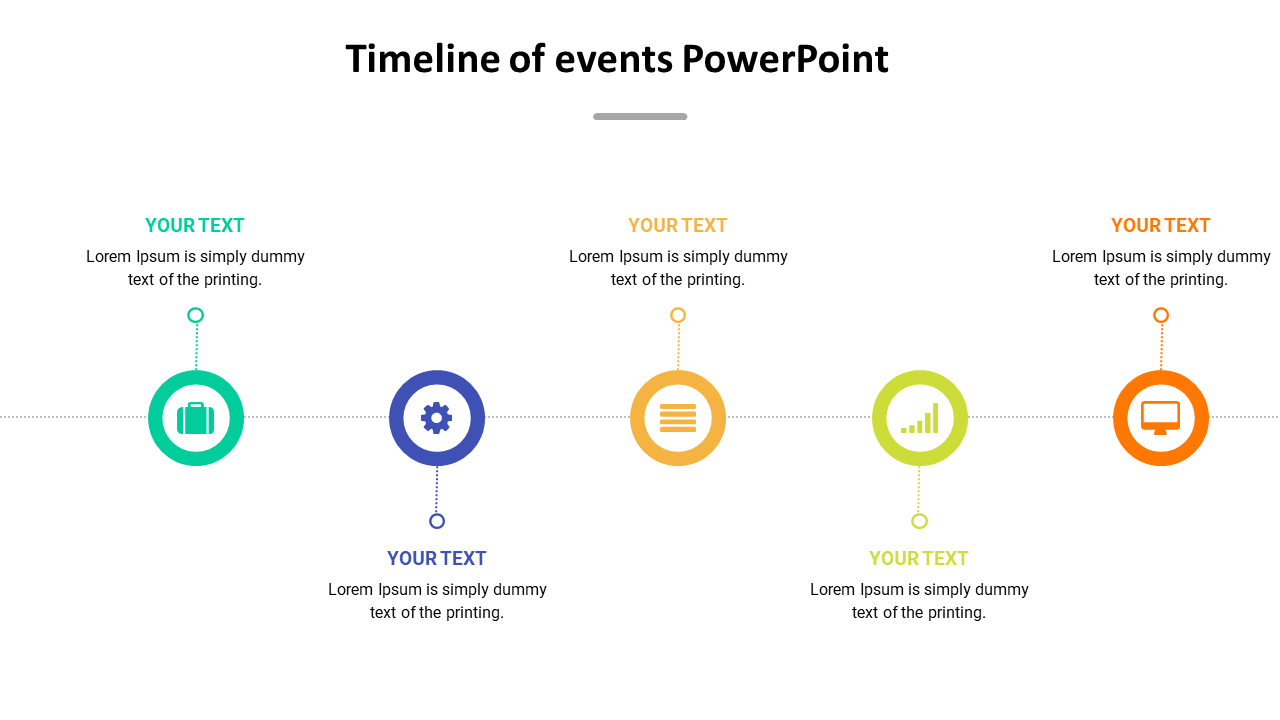 Simple timeline of events PowerPoint slide