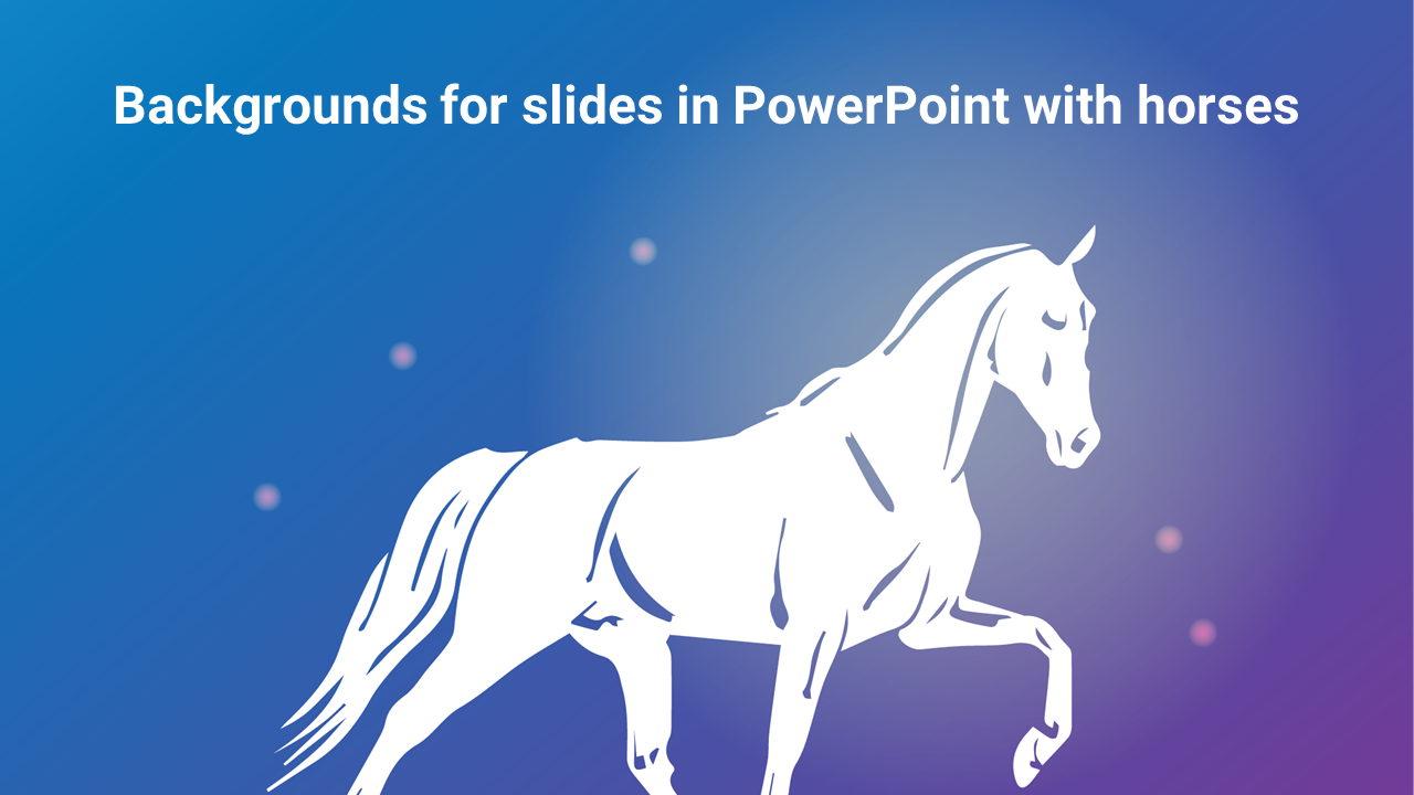 Background slide featuring a white horse silhouette against a soft gradient blue and purple backdrop.