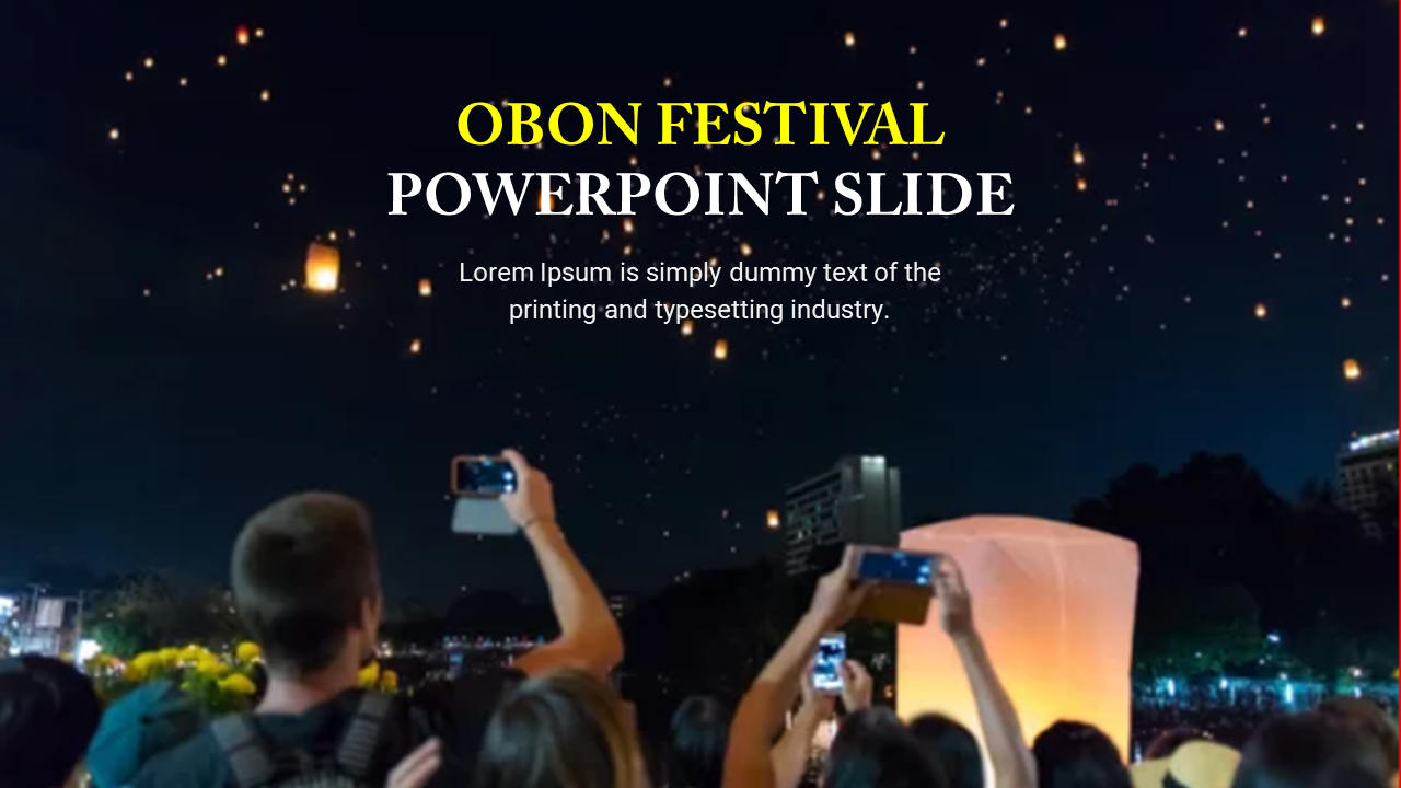 People capturing photos of floating lanterns in the night sky during the Obon festival, creating a glowing display overhead.