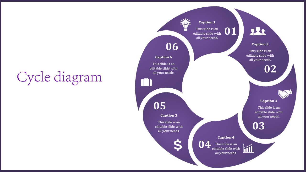 Circular Puzzle PowerPoint Template with Six Nodes