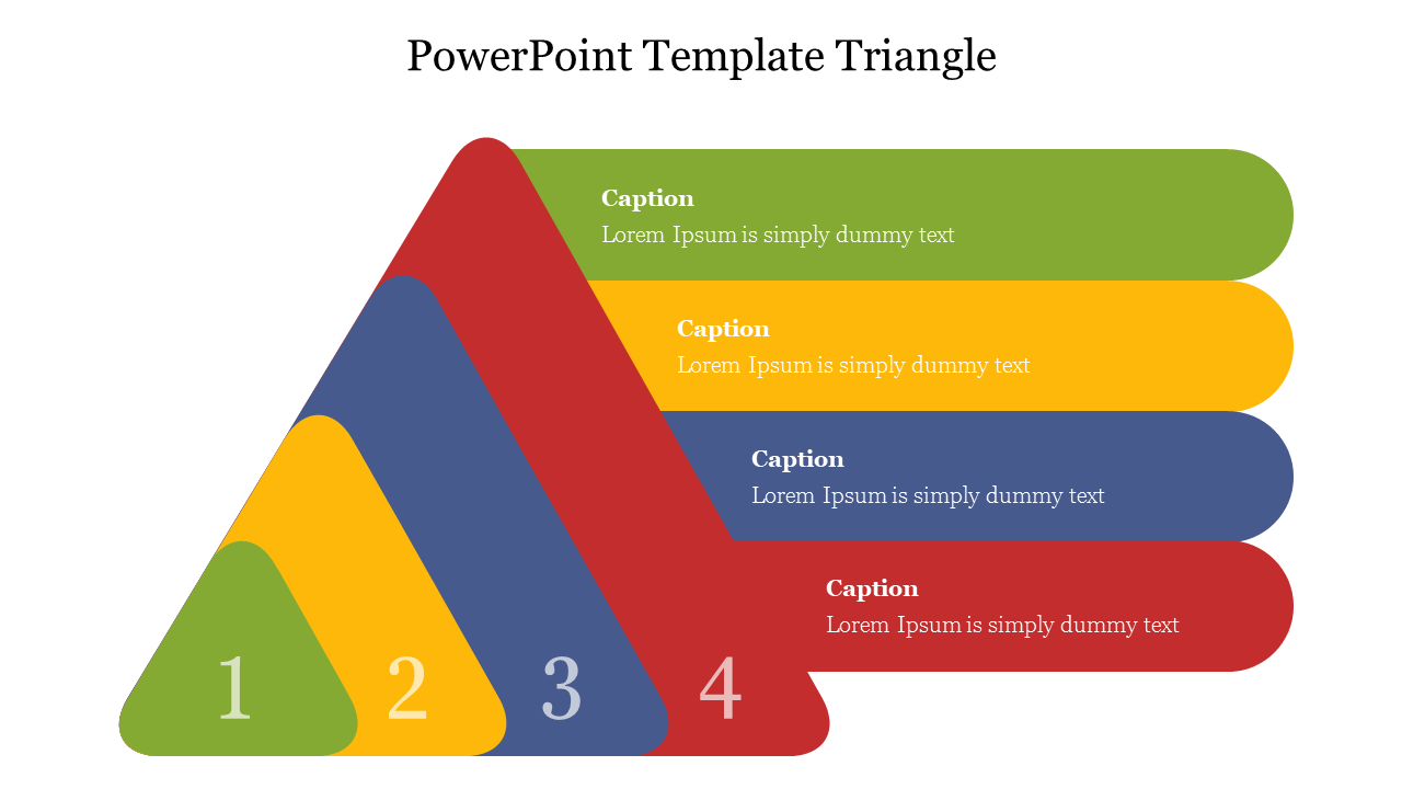 Colorful layered triangle diagram with numbered sections and placeholder text boxes.