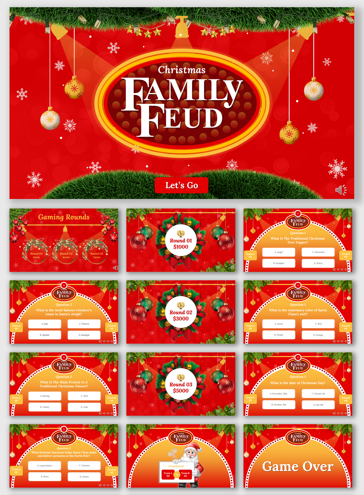 Free Christmas Family Feud PPT Template and Google Slides