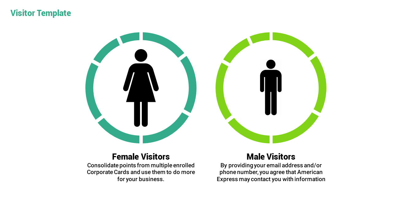 Visitor template with two icons representing female and male visitors, each within a segmented circular border